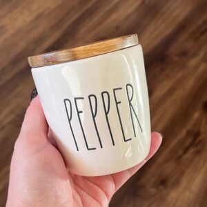 Rae Dunn “Pepper” Ceramic Canister with Wooden Lid
